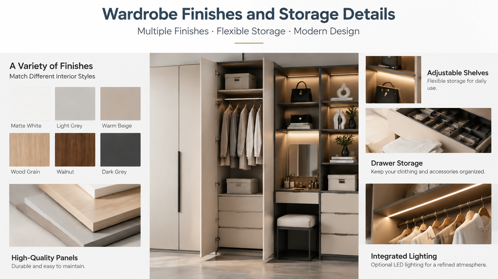 Wardrobe Finishes and Storage Details