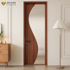 Ceramic White Arch Grid Silent Magnetic Glass Swing Door | JBDHOME