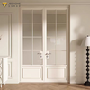 Ceramic White Arch Grid Silent Magnetic Glass Swing Door | JBDHOME