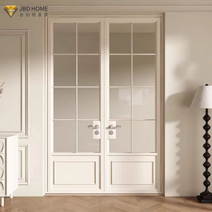 Ceramic White Arch Grid Silent Magnetic Glass Swing Door | JBDHOME