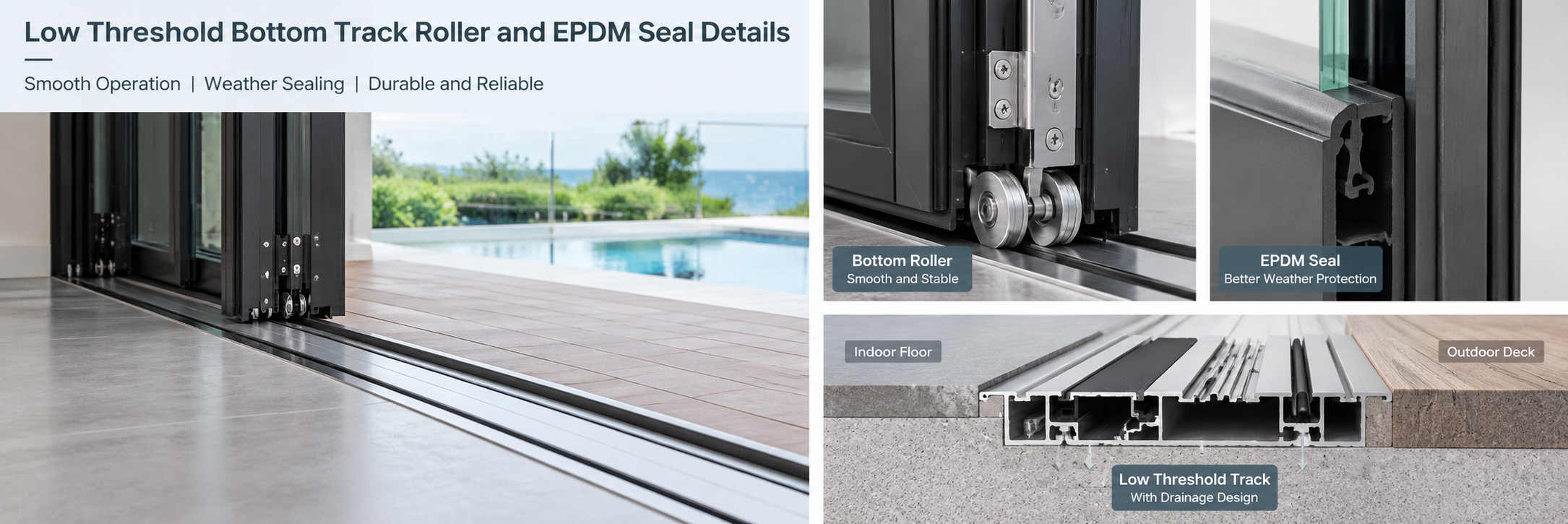 Low Threshold Bottom Track Roller and EPDM Seal Details