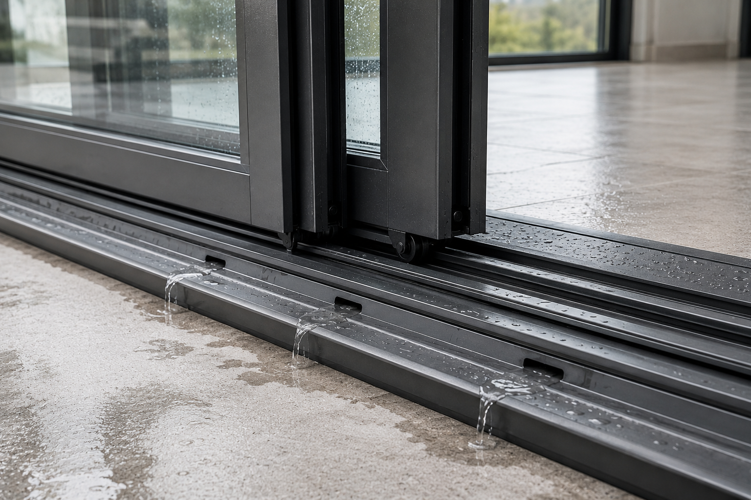 Track drainage structures help direct accumulated rainwater toward the exterior..png