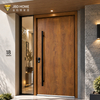 Custom Wood Veneer Entry Door for Modern Villa Projects